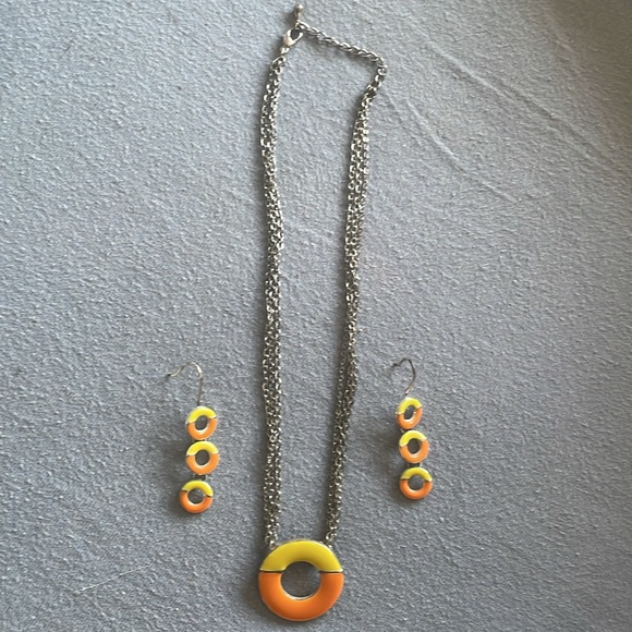 Orange and Yellow Silver Necklace/Earring Set - Picture 5 of 5